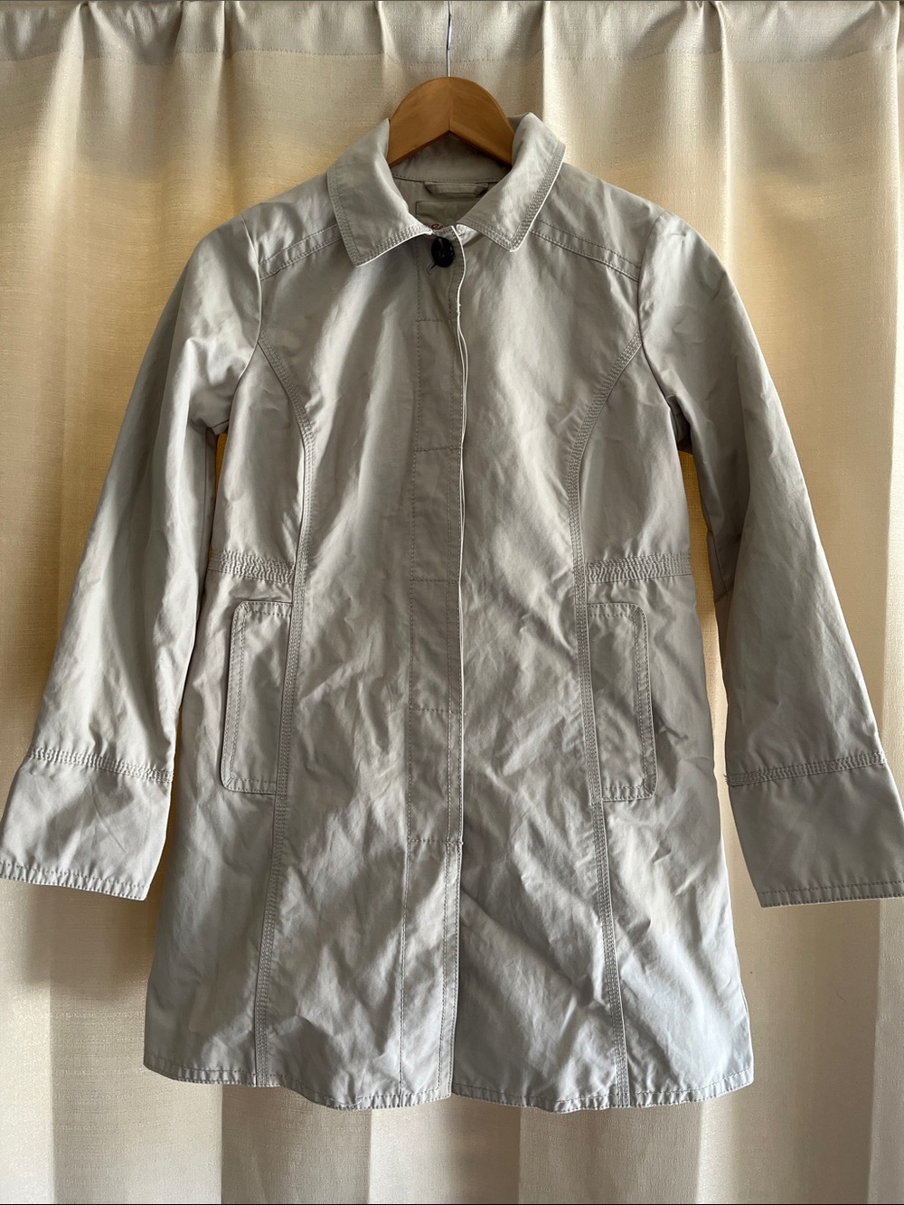 Eddie Bauer Light Gray Women's Single-Button Trench Coat